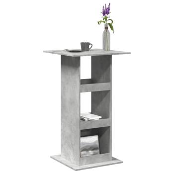 ARDEBO.de - Bartisch mit Ablagen Betongrau 60x60x102 cm Holzwerkstoff