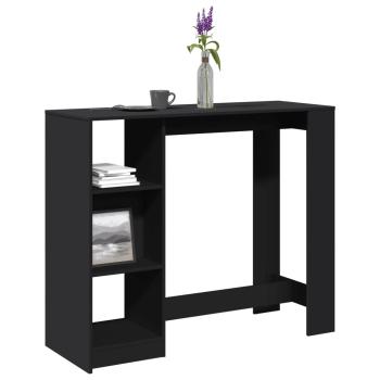 ARDEBO.de - Bartisch mit Regal Schwarz 124x46x103,5 cm Holzwerkstoff