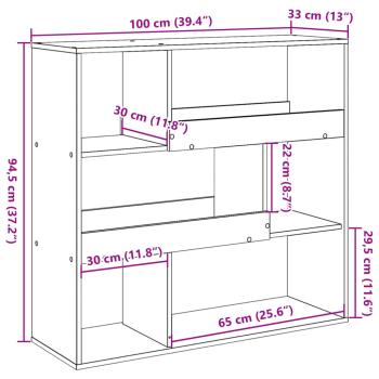 Bücherregal/Raumteiler Räuchereiche 100x33x94,5 cm