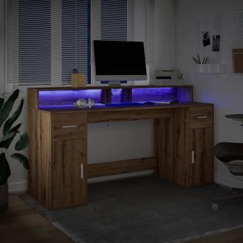 LED-Schreibtisch Artisan-Eiche 160x55x91 Holzwerkstoff