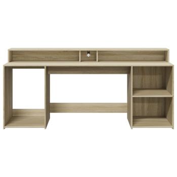 LED-Schreibtisch Sonoma-Eiche 200x55x91 cm Holzwerkstoff