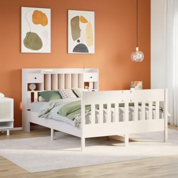 ARDEBO.de - Massivholzbett ohne Matratze Weiß 160x200 Kiefernholz