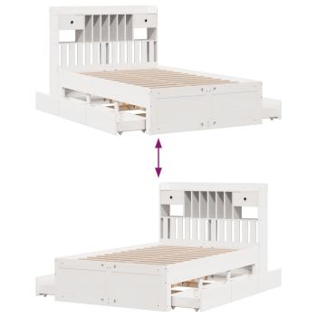 Massivholzbett mit Regal ohne Matratze Weiß 135x190 cm Kiefer