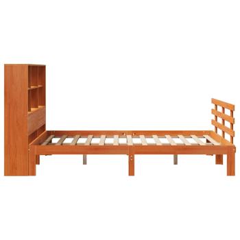 Massivholzbett mit Regal ohne Matratze Wachsbraun 160x200 cm