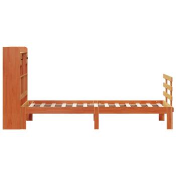 Massivholzbett mit Regal ohne Matratze Wachsbraun 100x200 cm