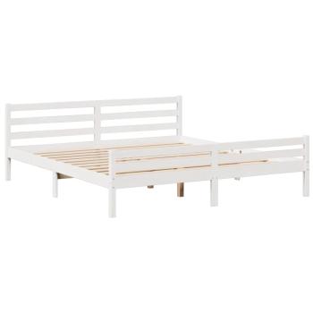 Massivholzbett mit Regal ohne Matratze Weiß 180x200 cm Kiefer