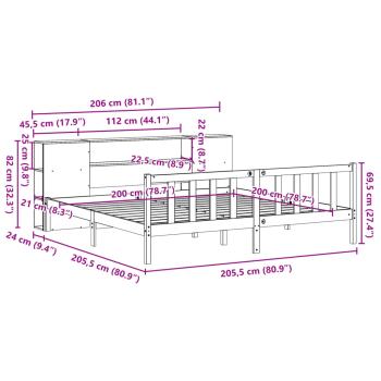 Massivholzbett mit Regal ohne Matratze 200x200 cm Kiefernholz