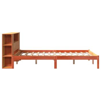 Massivholzbett mit Regal ohne Matratze Wachsbraun 140x200 cm