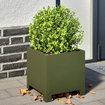 ARDEBO.de - Pflanzkübel 2 Stk. Olivgrün 30x30x30 Stahl