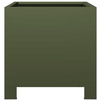 Pflanzkübel 2 Stk. Olivgrün 30x30x30 Stahl