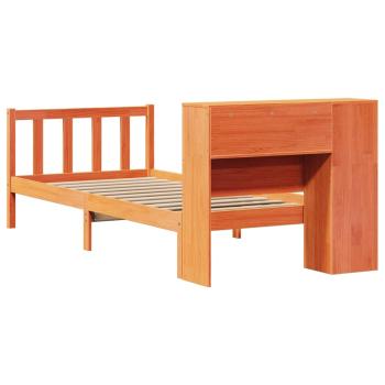 Massivholzbett mit Regal ohne Matratze Wachsbraun 75x190 cm