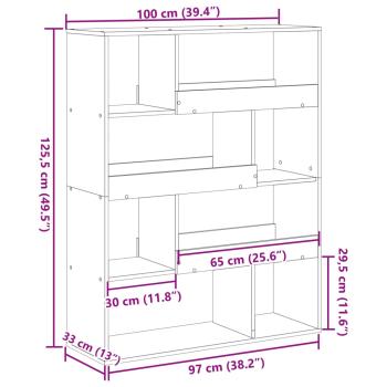 Raumteiler Eichen-Optik 100x33x125,5 cm Holzwerkstoff
