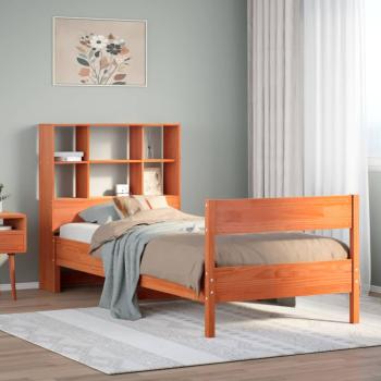 ARDEBO.de - Massivholzbett mit Regal ohne Matratze Wachsbraun 100x200 cm