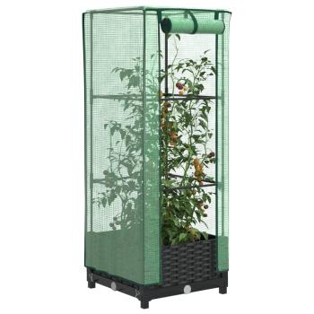 ARDEBO.de - Hochbeet mit Gewächshaus-Aufsatz Rattan-Optik 40x40x123 cm