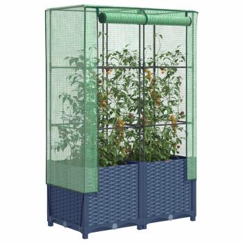 ARDEBO.de - Hochbeet mit Gewächshaus-Aufsatz Rattan-Optik 80x40x138 cm
