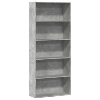 ARDEBO.de - Bücherregal Betongrau 80x30x189 cm Holzwerkstoff