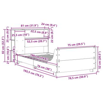 Massivholzbett ohne Matratze Wachsbraun 75x190 cm Kiefernholz
