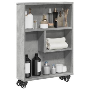 ARDEBO.de - Aufbewahrungswagen Schmal Betongrau 48x13x68 cm Holzwerkstoff