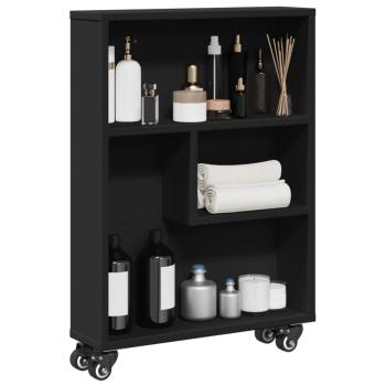 ARDEBO.de - Aufbewahrungswagen Schmal Schwarz 48x13x68 cm Holzwerkstoff