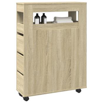 ARDEBO.de - Schmaler Badschrank mit Rädern Sonoma-Eiche Holzwerkstoff