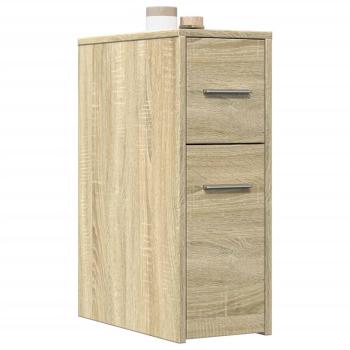 ARDEBO.de - Badschrank Schmal mit Rollen Sonoma-Eiche Holzwerkstoff