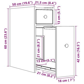 Badschrank Schmal mit Rollen Schwarz Holzwerkstoff