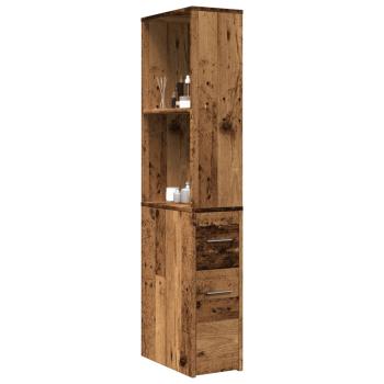 ARDEBO.de - Badschrank Schmal mit Rollen Altholz-Optik Holzwerkstoff