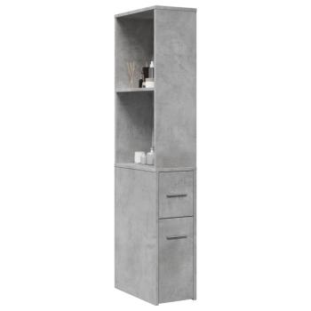 ARDEBO.de - Badschrank Schmal mit Rollen Betongrau Holzwerkstoff