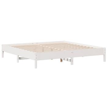 Massivholzbett mit Regal ohne Matratze Weiß 180x200 cm Kiefer