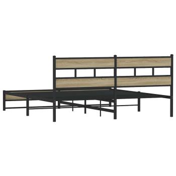 Metallbett ohne Matratze Sonoma-Eiche 193x203 cm