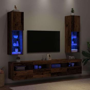 ARDEBO.de - TV-Schränke mit LED-Leuchten 2 Stk. Altholz-Optik 30,5x30x102cm