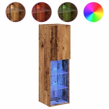 TV-Schränke mit LED-Leuchten 2 Stk. Altholz-Optik 30,5x30x102cm