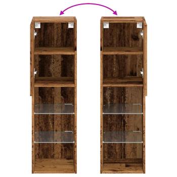TV-Schränke mit LED-Leuchten 2 Stk. Altholz-Optik 30,5x30x102cm