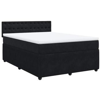 Boxspringbett mit Matratze Schwarz 140x190 cm Samt