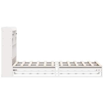 Massivholzbett mit Regal ohne Matratze Weiß 90x200 cm Kiefer