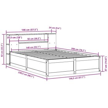 Massivholzbett ohne Matratze 140x200 cm Kiefernholz