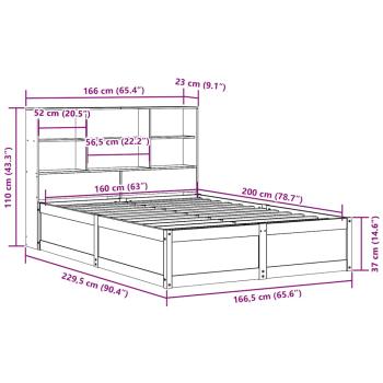 Massivholzbett ohne Matratze 160x200 cm Kiefernholz