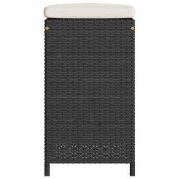 Garten-Barhocker mit Kissen 2 Stk. Schwarz Poly Rattan