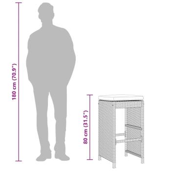 Garten-Barhocker mit Kissen 4 Stk. Grau Poly Rattan