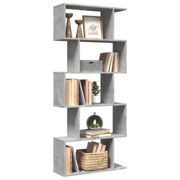 ARDEBO.de - Raumteiler-Bücherregal 5 Etagen Betongrau 70x24x161 cm
