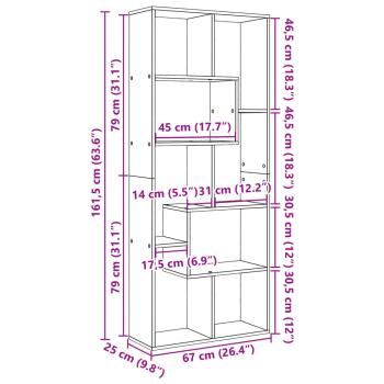 Raumteiler-Bücherregal Sonoma-Eiche 67x25x161,5cm Holzwerkstoff
