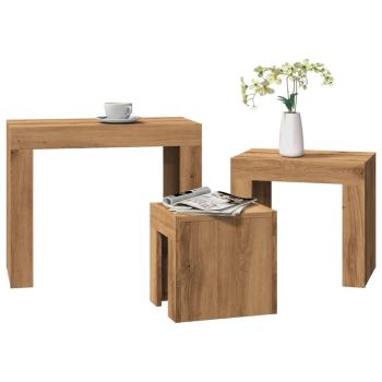 ARDEBO.de - Satztische 3 Stk. Artisan-Eiche Holzwerkstoff