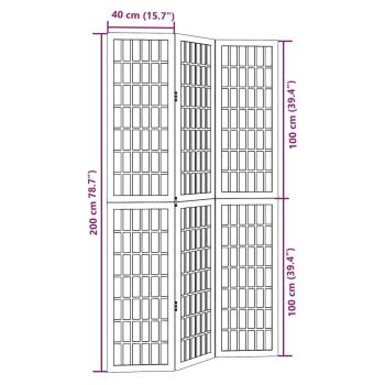 3-tlg. Raumteiler Weiß Massivholz Paulownia
