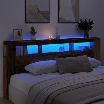 ARDEBO.de - LED-Kopfteil Altholz-Optik 220x18,5x103,5 cm Holzwerkstoff