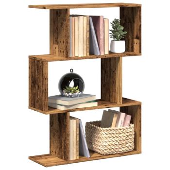 ARDEBO.de - Raumteiler-Bücherregal 3 Fächer Altholz-Optik 70x24x97 cm