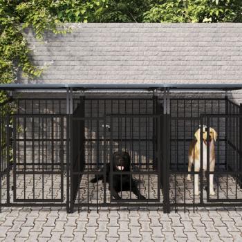 ARDEBO.de - Outdoor-Hundezwinger mit Dach Stahl 5,63 m²