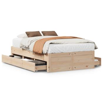 Massivholzbett ohne Matratze mit Schubladen 135x190 cm