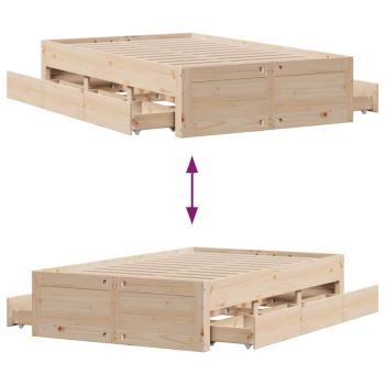Massivholzbett ohne Matratze mit Schubladen 135x190 cm