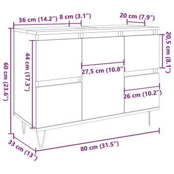 Badschrank Altholz-Optik 80x33x60 cm Holzwerkstoff