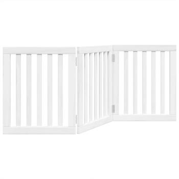 3-tlg. Hundetor Faltbar Weiß 150 cm Pappelholz